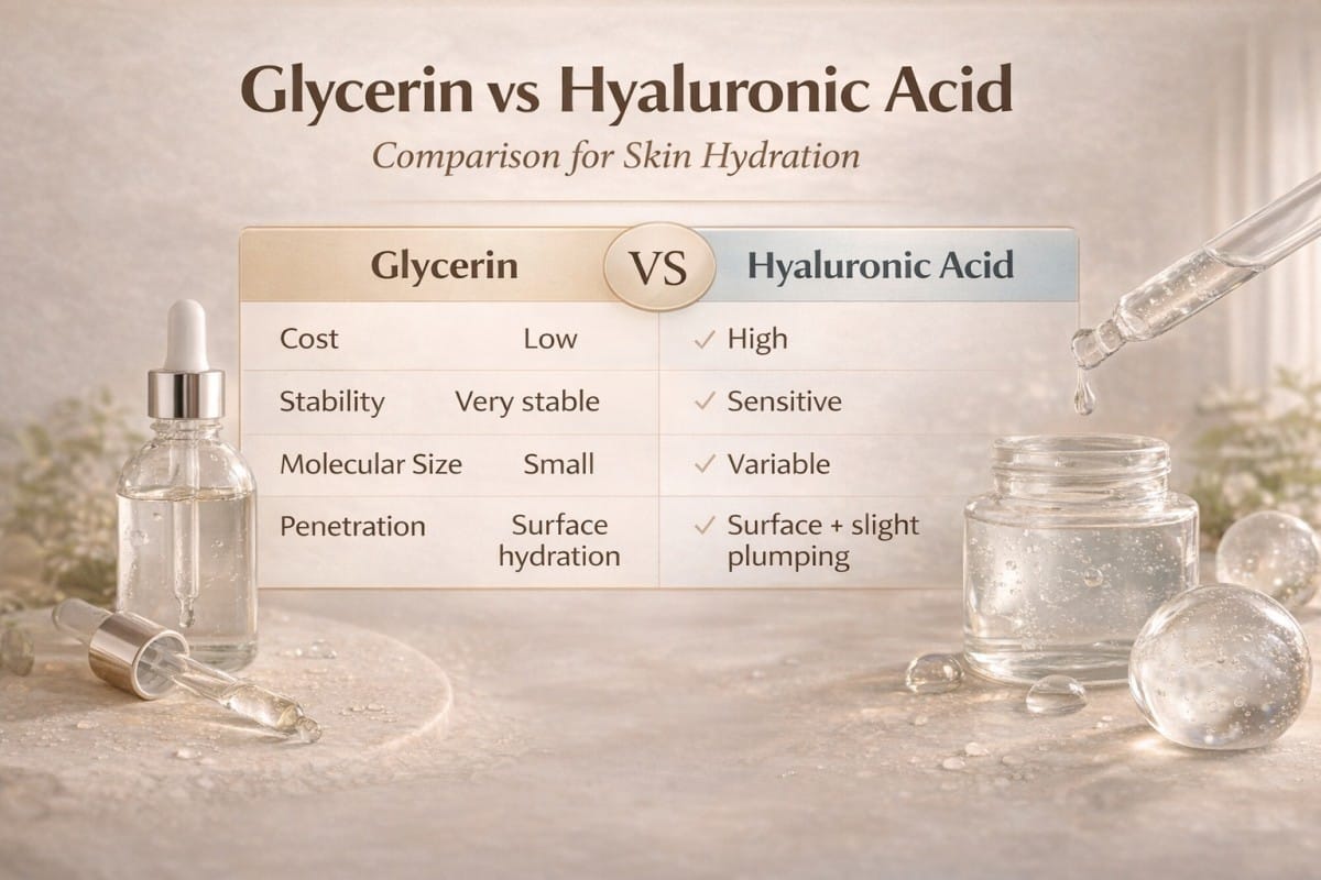 Glycerin vs Hyaluronic Acid comparison for skin hydration